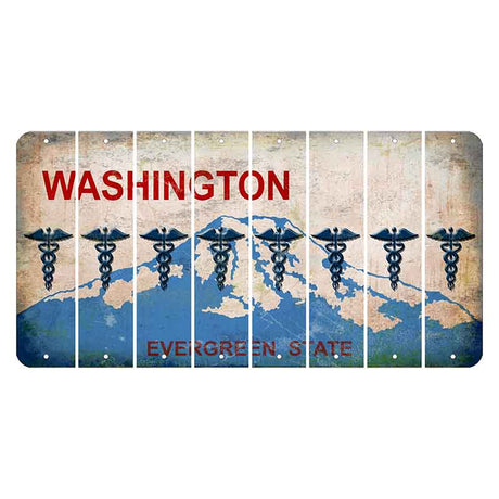 Washington Evergreen State Cut License Plate Strips (Set of 8) Caduceus