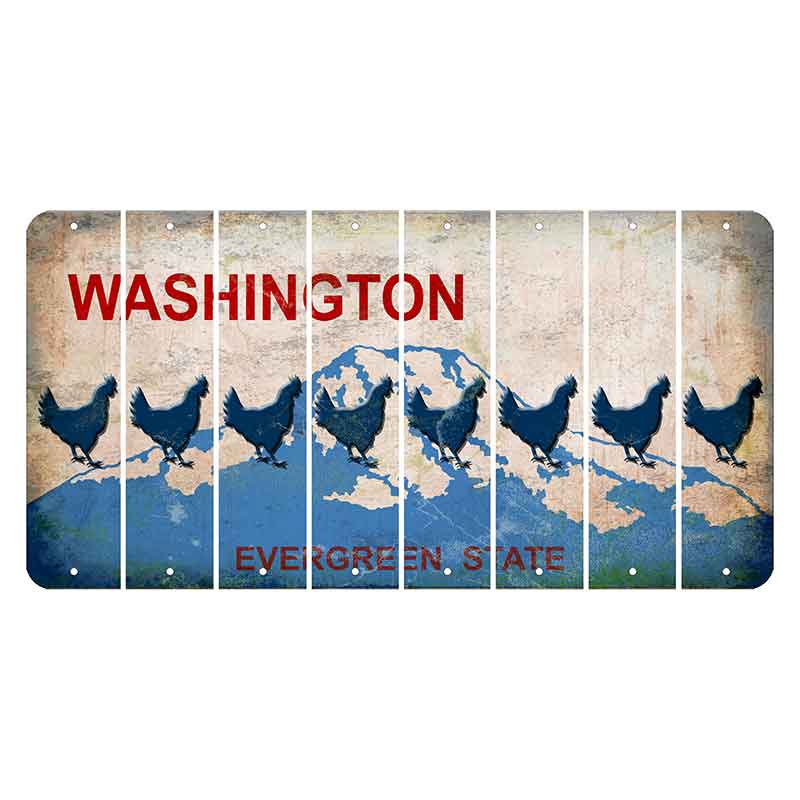 Washington Evergreen State Cut License Plate Strips (Set of 8) Chicken