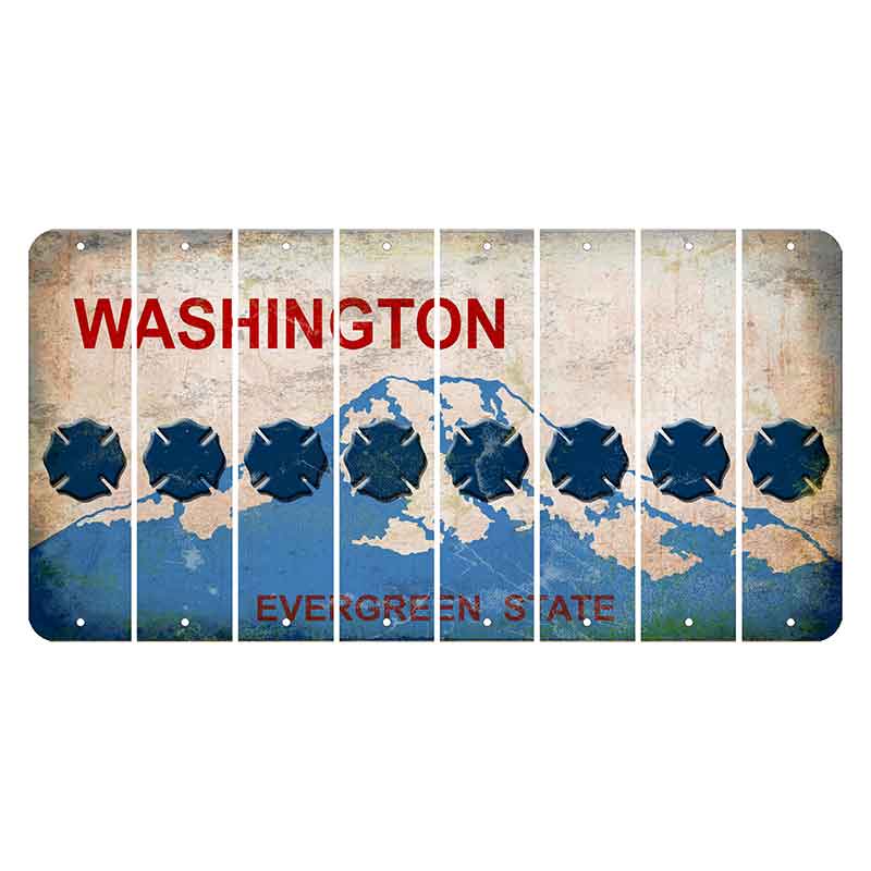 Washington Evergreen State Cut License Plate Strips (Set of 8) Fire Badge