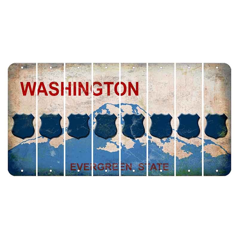 Washington Evergreen State Cut License Plate Strips (Set of 8) Police Badge