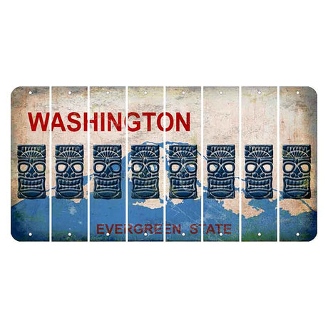 Washington Evergreen State Cut License Plate Strips (Set of 8) Tiki