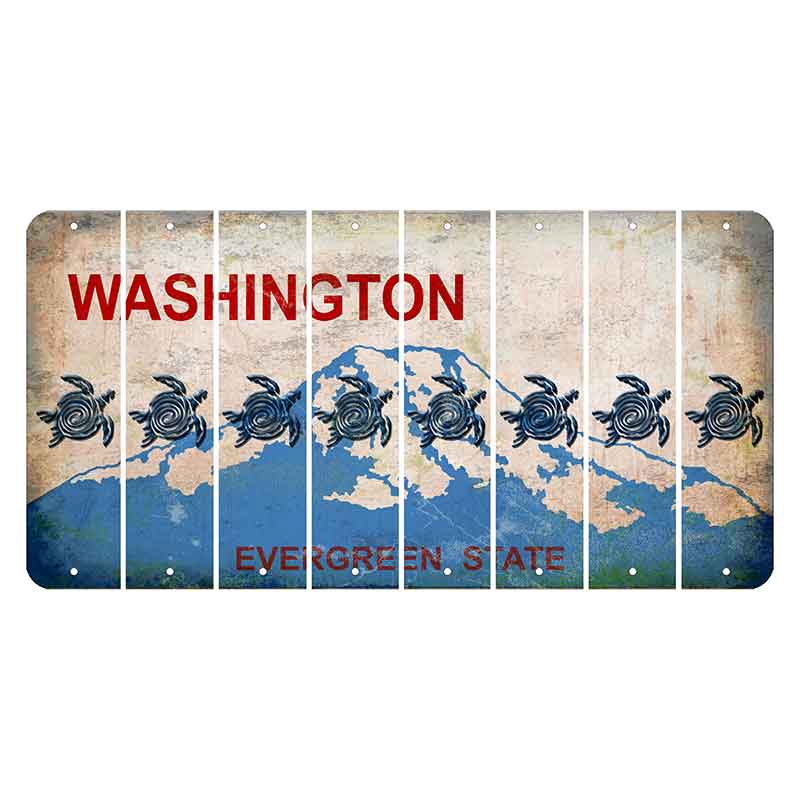 Washington Evergreen State Cut License Plate Strips (Set of 8) Sea Turtle