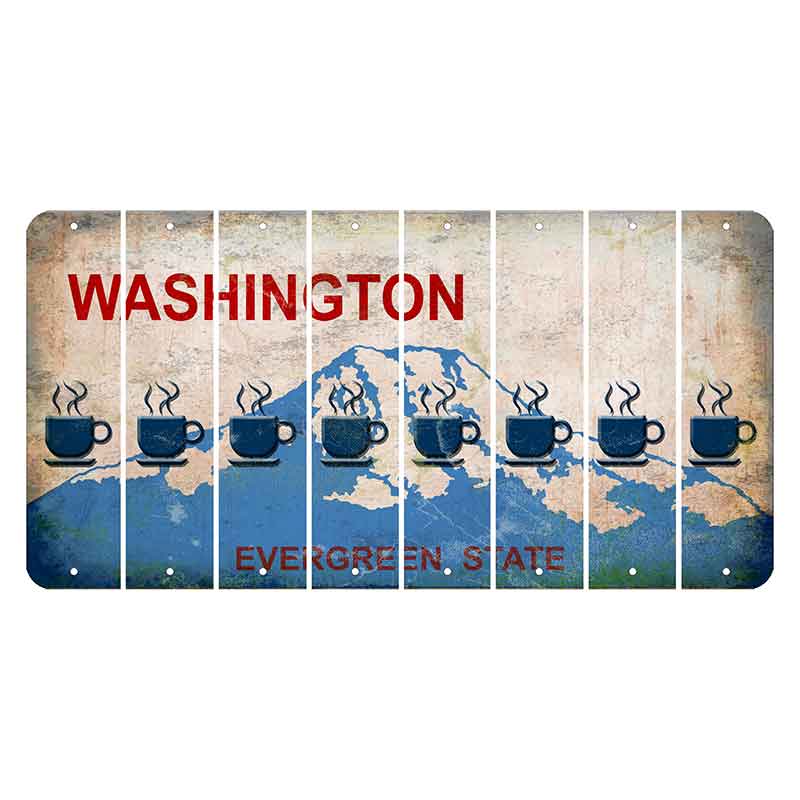 Washington Evergreen State Cut License Plate Strips (Set of 8) Coffee Mug