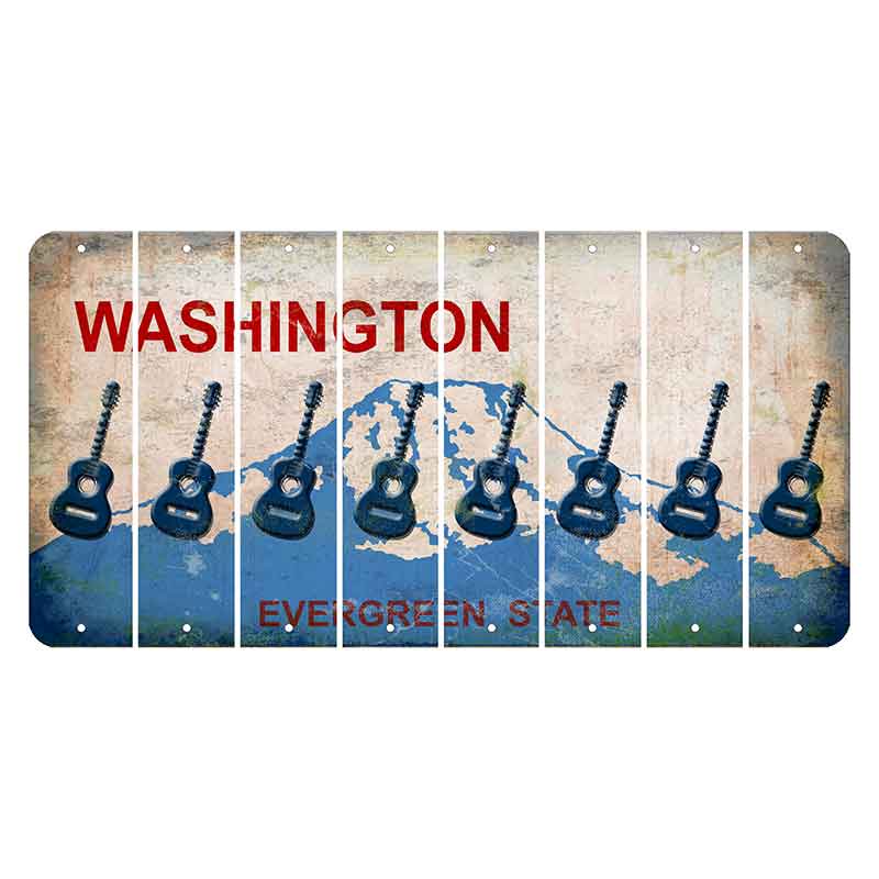 Washington Evergreen State Cut License Plate Strips (Set of 8) Guitar