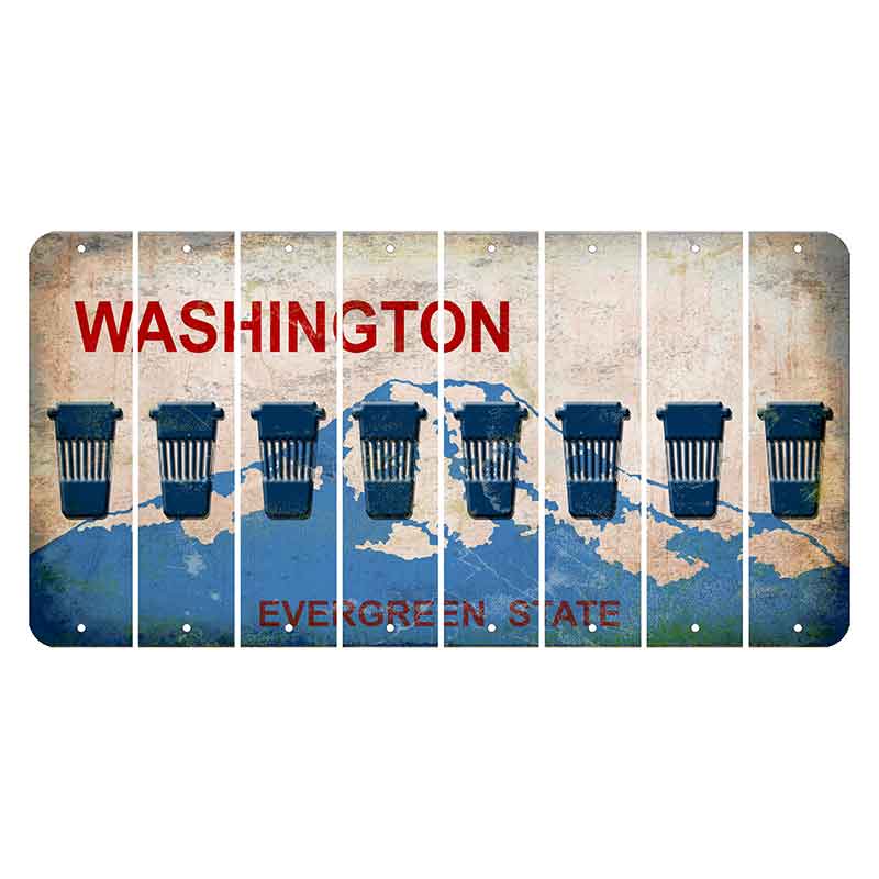 Washington Evergreen State Cut License Plate Strips (Set of 8) Latte