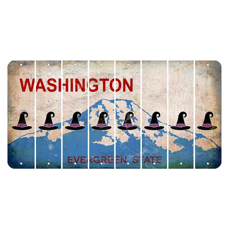 Washington Evergreen State Cut License Plate Strips (Set of 8) Witches Hat