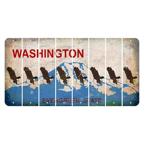 Washington Evergreen State Cut License Plate Strips (Set of 8) Bald Eagle