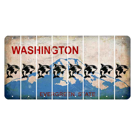 Washington Evergreen State Cut License Plate Strips (Set of 8) Whale