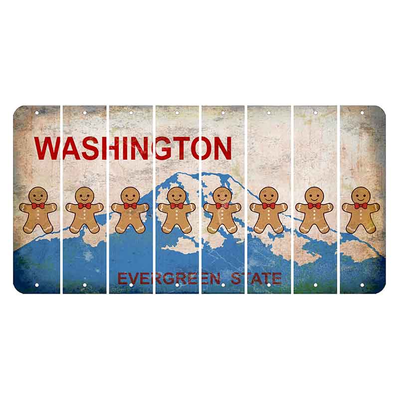 Washington Evergreen State Cut License Plate Strips (Set of 8) Gingerbread Man