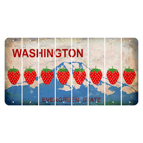 Washington Evergreen State Cut License Plate Strips (Set of 8) Strawberry