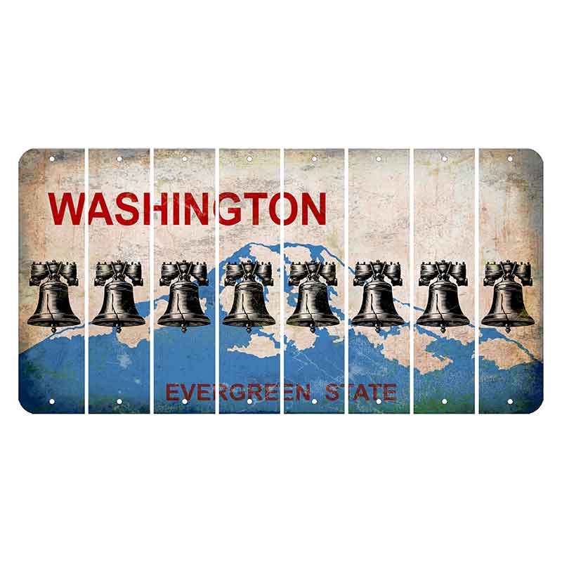 Washington Evergreen State Cut License Plate Strips (Set of 8) Liberty Bell