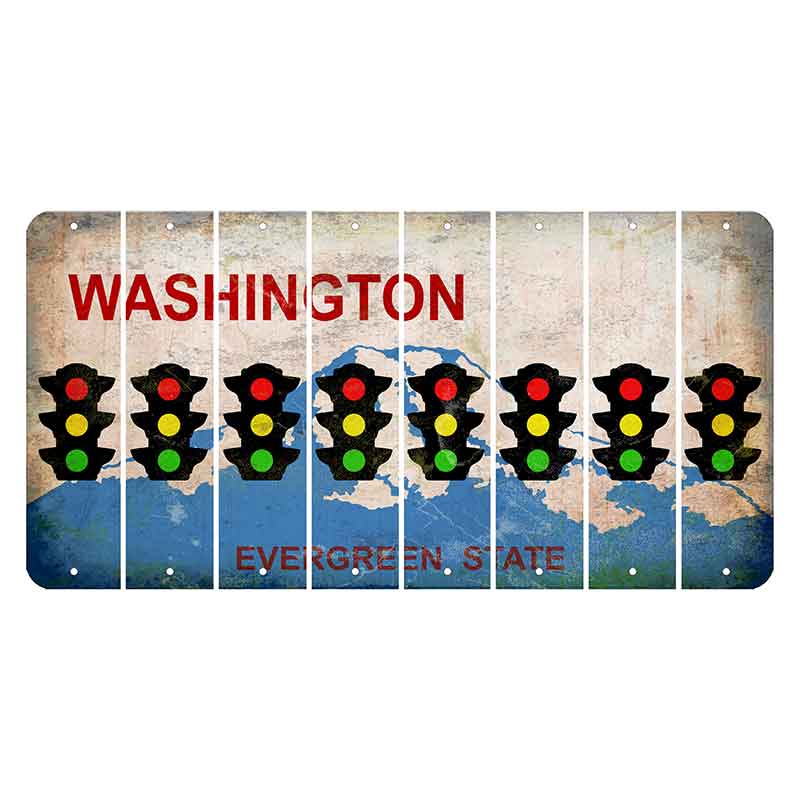 Washington Evergreen State Cut License Plate Strips (Set of 8) Traffic Light