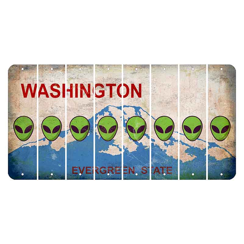 Washington Evergreen State Cut License Plate Strips (Set of 8) Alien