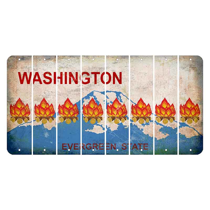 Washington Evergreen State Cut License Plate Strips (Set of 8) Campfire