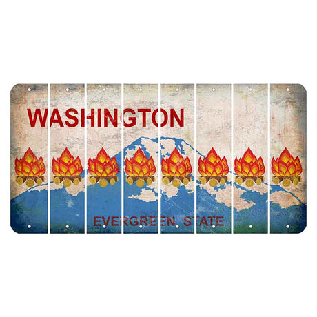 Washington Evergreen State Cut License Plate Strips (Set of 8) Campfire