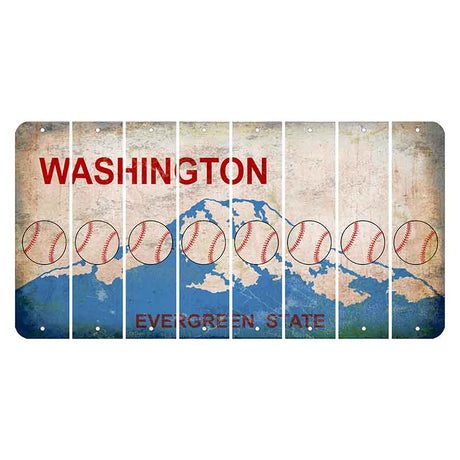 Washington Evergreen State Cut License Plate Strips (Set of 8) Baseball