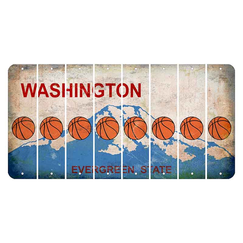 Washington Evergreen State Cut License Plate Strips (Set of 8) Basketball