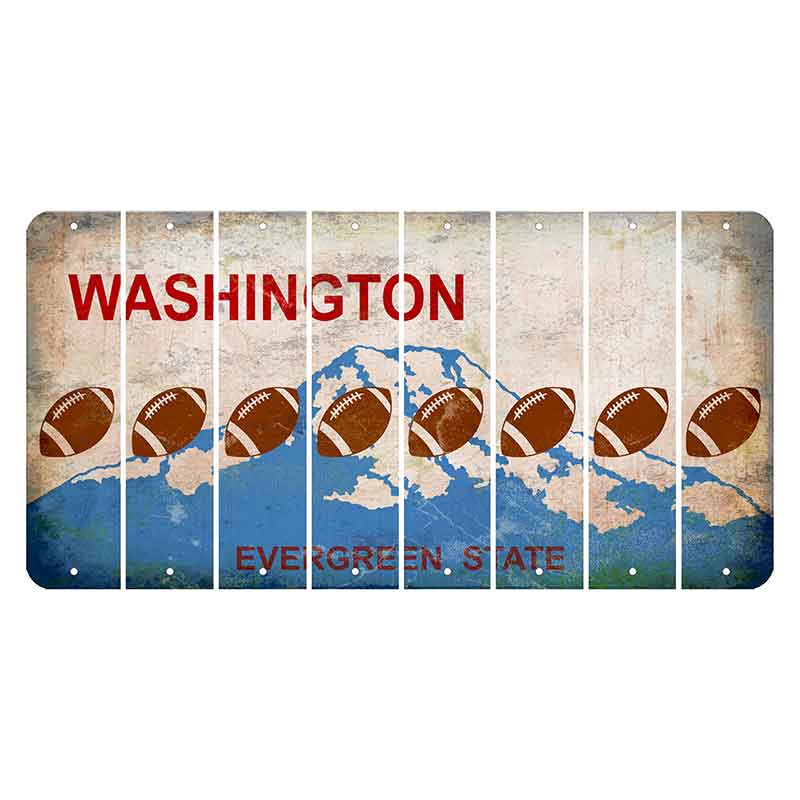 Washington Evergreen State Cut License Plate Strips (Set of 8) Football