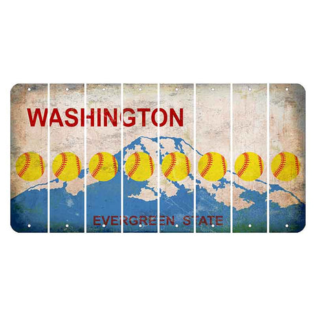 Washington Evergreen State Cut License Plate Strips (Set of 8) Softball