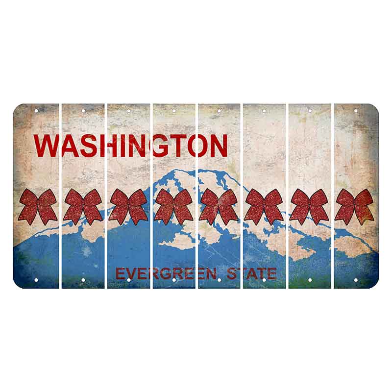 Washington Evergreen State Cut License Plate Strips (Set of 8) Cheer Bow