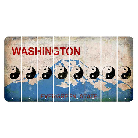 Washington Evergreen State Cut License Plate Strips (Set of 8) Yin Yang