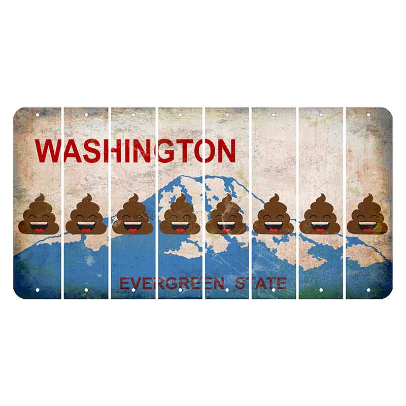 Washington Evergreen State Cut License Plate Strips (Set of 8) Emoji - Poop