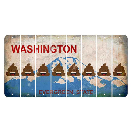 Washington Evergreen State Cut License Plate Strips (Set of 8) Emoji - Poop