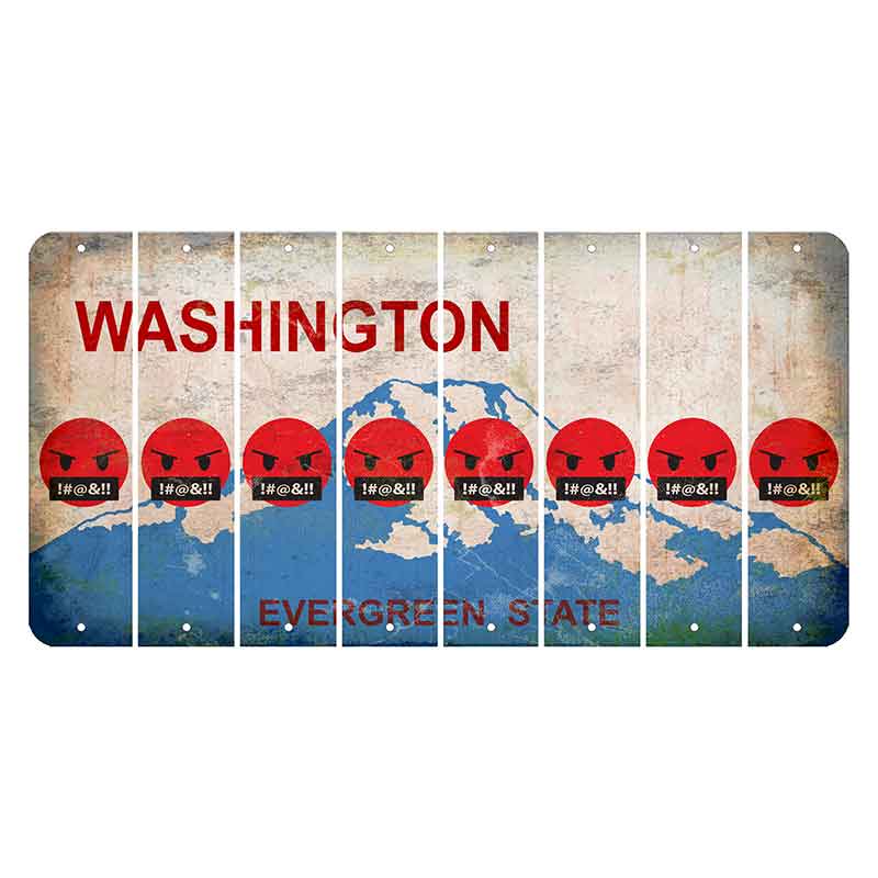 Washington Evergreen State Cut License Plate Strips (Set of 8) Emoji - Pissed