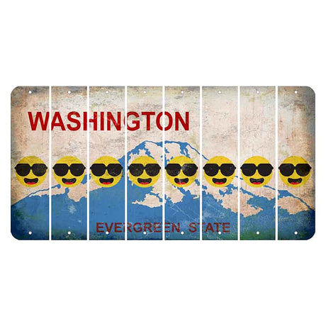 Washington Evergreen State Cut License Plate Strips (Set of 8) Emoji - Shades