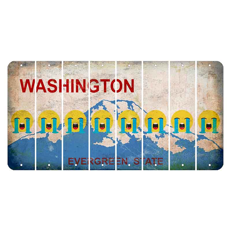 Washington Evergreen State Cut License Plate Strips (Set of 8) Emoji - Crying