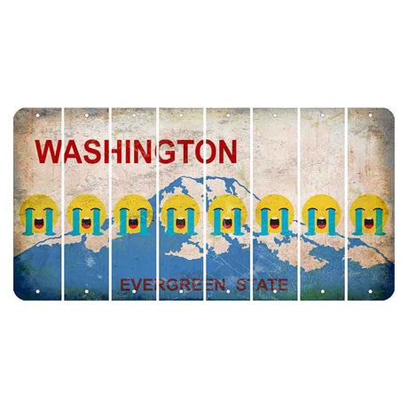 Washington Evergreen State Cut License Plate Strips (Set of 8) Emoji - Crying