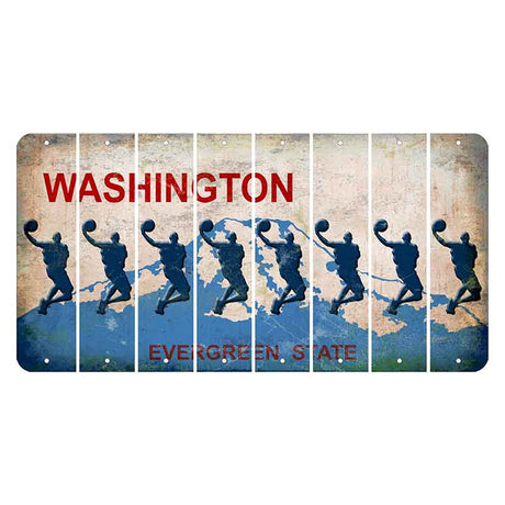 Washington Evergreen State Cut License Plate Strips (Set of 8) Basketball Player