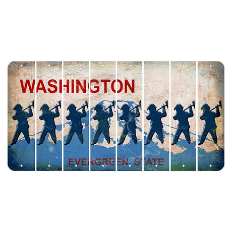 Washington Evergreen State Cut License Plate Strips (Set of 8) Fireman with Axe