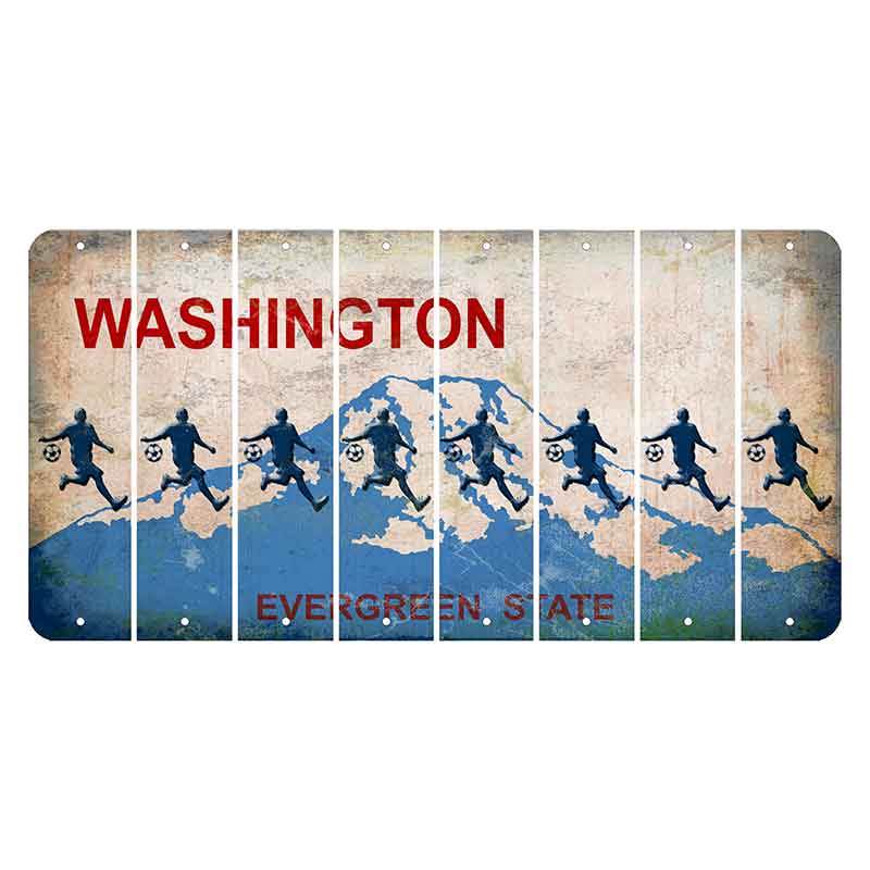 Washington Evergreen State Cut License Plate Strips (Set of 8) Soccer Player