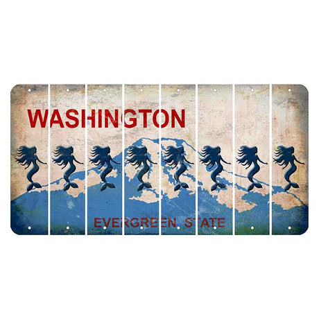 Washington Evergreen State Cut License Plate Strips (Set of 8) Mermaid