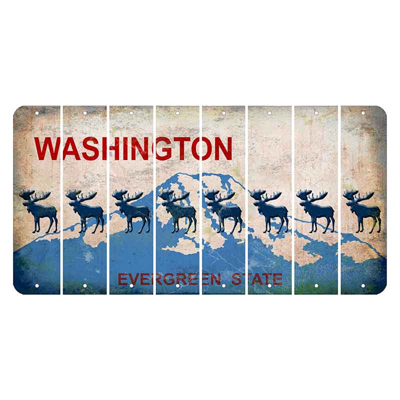 Washington Evergreen State Cut License Plate Strips (Set of 8) Moose