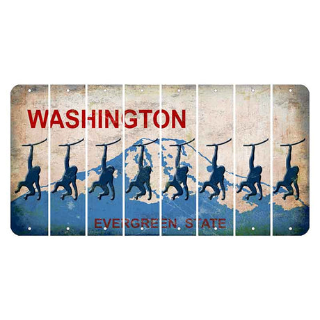 Washington Evergreen State Cut License Plate Strips (Set of 8) Monkey