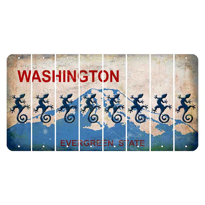 Washington Evergreen State Cut License Plate Strips (Set of 8) Gecko