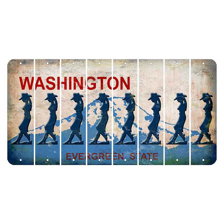 Washington Evergreen State Cut License Plate Strips (Set of 8) Cowgirl - Leaning