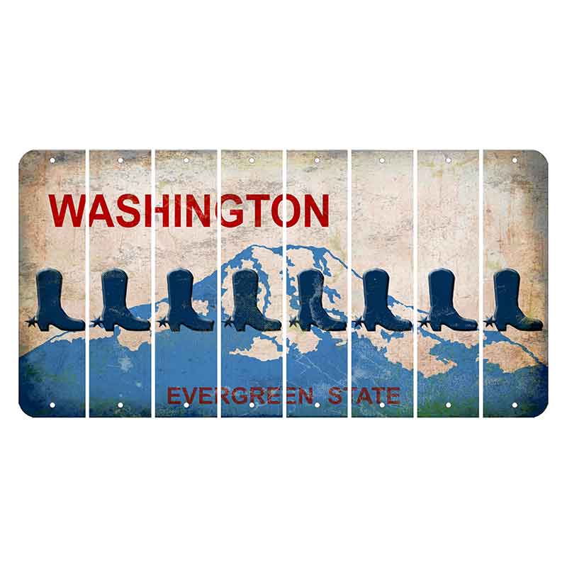 Washington Evergreen State Cut License Plate Strips (Set of 8) Cowboy Boot