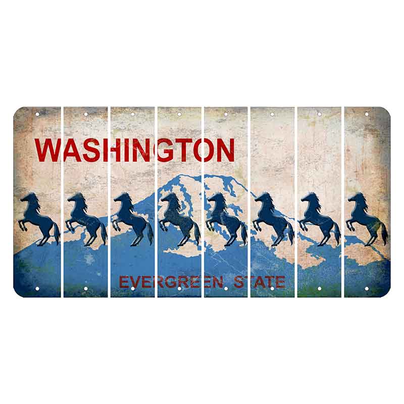 Washington Evergreen State Cut License Plate Strips (Set of 8) Horse