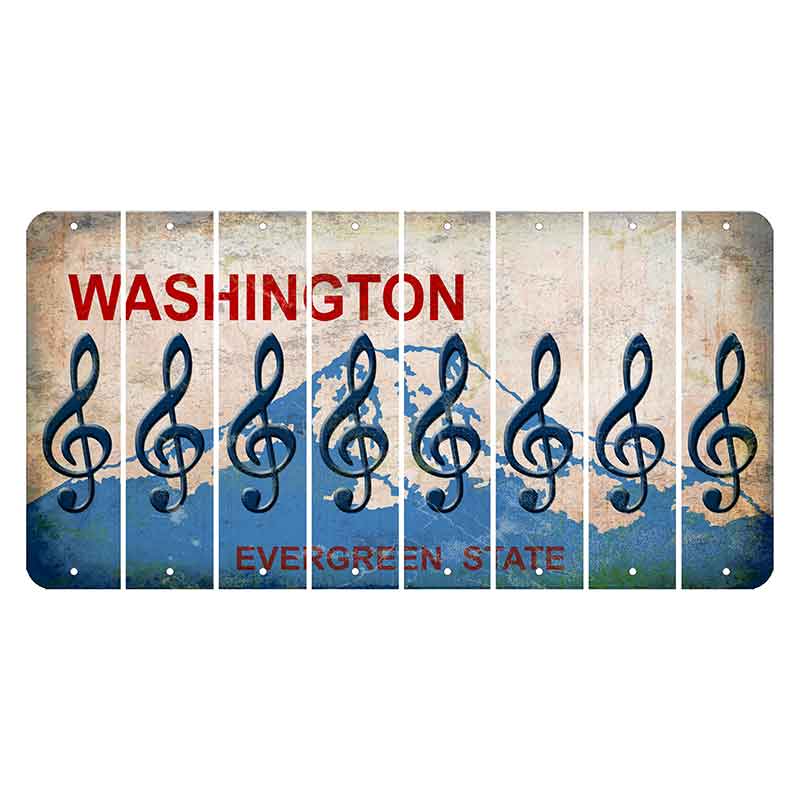 Washington Evergreen State Cut License Plate Strips (Set of 8) Music Note