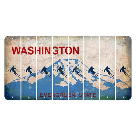 Washington Evergreen State Cut License Plate Strips (Set of 8) Skier