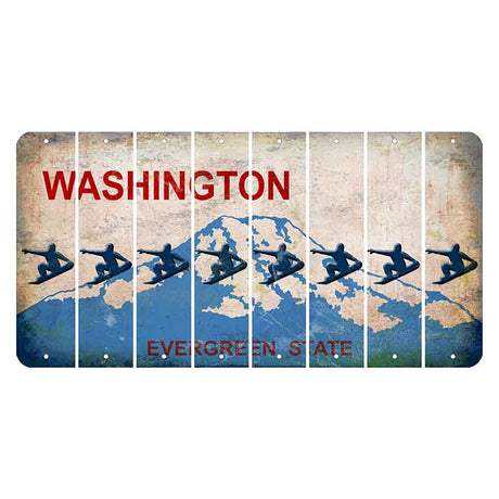 Washington Evergreen State Cut License Plate Strips (Set of 8) Snowboarder