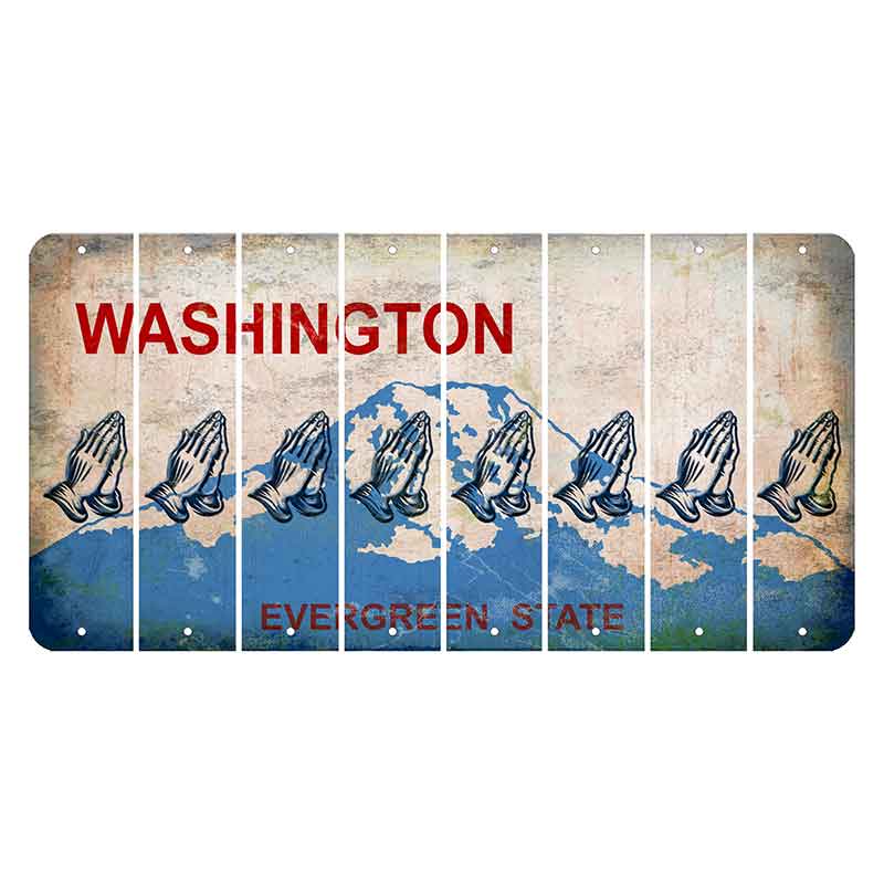 Washington Evergreen State Cut License Plate Strips (Set of 8) Praying Hands