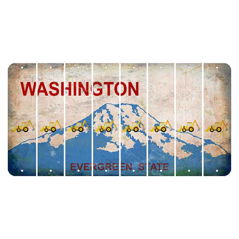 Washington Evergreen State Cut License Plate Strips (Set of 8) Backhoe