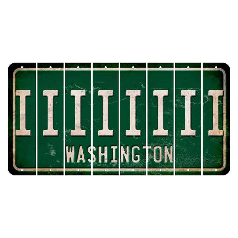 Washington Green Cut License Plate Strips (Set of 8) I