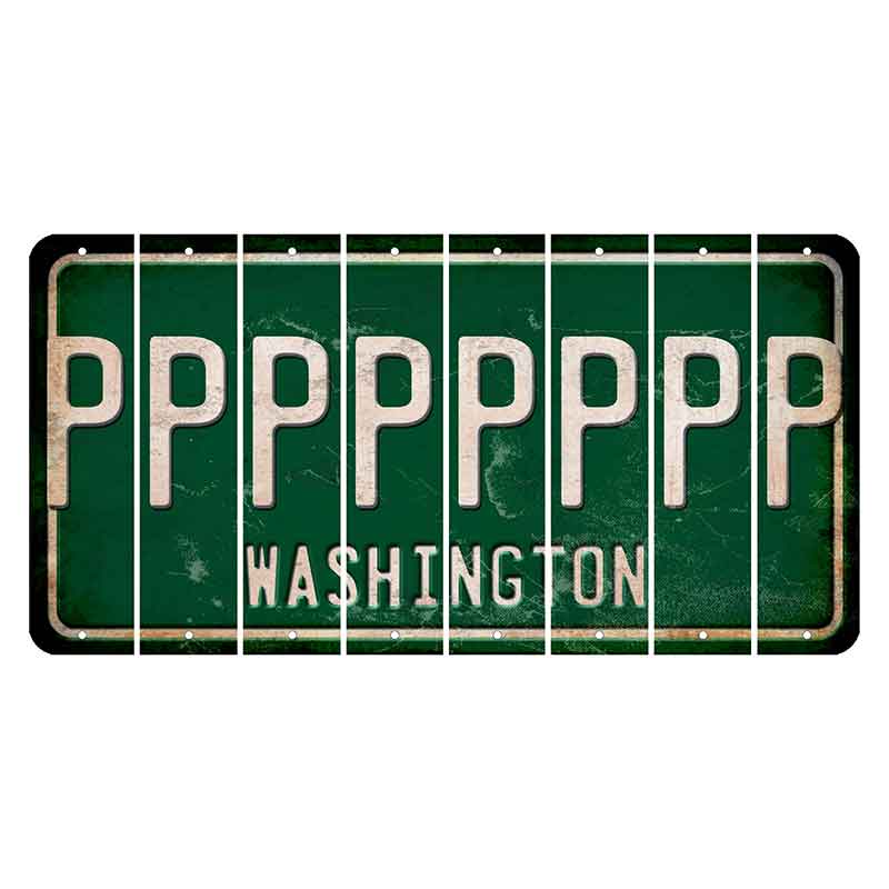 Washington Green Cut License Plate Strips (Set of 8) P