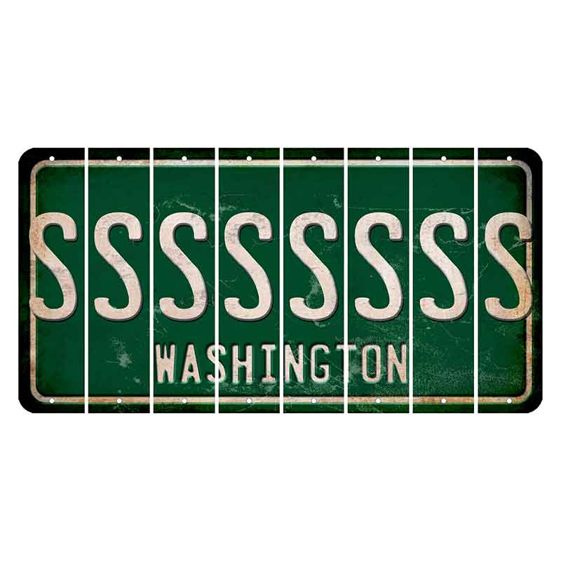 Washington Green Cut License Plate Strips (Set of 8) S