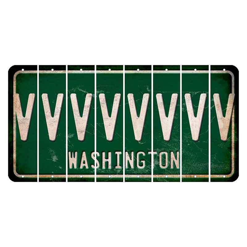 Washington Green Cut License Plate Strips (Set of 8) V